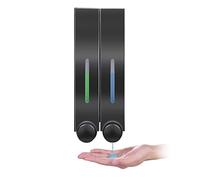 WANGCL Dispensador de jabón montado en la pared, loción de ducha, champú, gel para baño, inodoro, oficina, cafetería, restaurante, hotel, doble color negro