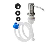 WANGCL Dispensador de jabón para Fregadero de Cocina, dispensador de loción de Acero Inoxidable con Manguera de Silicona de 120 cm y 3 Tapas de Botella para el hogar, Cocina, baño, Plateado