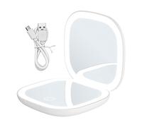 WANGCL Espejo de maquillaje con luces de aumento 1X/10X, espejo compacto regulable de doble cara con aumento LED, espejo de maquillaje de viaje, recargable por USB, para el hogar o viajes