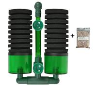 WANGCL Filtro de esponja doble para acuario y acuario, filtro de acuario con recipiente, viene con 2 esponjas, 2 bolsas de bolas de filtro