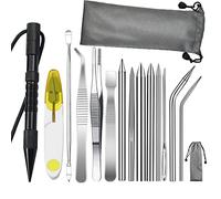 WANGCL Juego de 14 agujas de paracaídas FID, accesorios con punta de marlin y tuerca de extensión, agujas de cordones de acero inoxidable, herramienta de alisado (negro)
