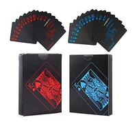 WANGCL Juego de 2 cartas de póquer impermeables, cartas de juego de PVC negro y azul, herramienta de mazo de trucos mágicos de color frío de plástico para juego de fiesta familiar