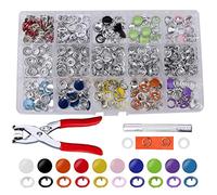 WANGCL Juego de 200 botones a presión de metal hueco y sólido con herramienta de ajuste de 9,5 mm y 10 mm de cuero para costura de ropa