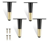 WANGCL Juego de 4 patas de metal modernas para muebles de 10 cm, patas de repuesto para sofá, silla, mesa otomana de armario (oro negro)