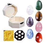 WANGCL Juego de Piedras Preciosas con Forma de Huevo de 7 Chakras, Piedras de Cristal curativas de Chakras, Cristales curativos Naturales de Reiki, Piedras Preciosas para meditación