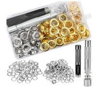 WANGCL Kit de 102 ojales con 100 ojales de 12 mm y herramienta de perforación y herramienta de cierre para cortinas de tela de lona y manualidades