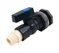 WANGCL Kit de grifo de barra de lluvia de PVC de 3/4 pulgadas, válvula de barril de lluvia con adaptador de montaje de mamparo para tanques de agua, acuarios, bañeras, piscinas