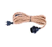 WANGCL Kit de luz colgante de techo vintage de 15 pies con interruptor de cuerda de cáñamo trenzado, enchufe de tela, juego de enchufe de cable de lámpara E26 E27, cable de iluminación para cocina de