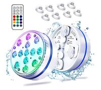 WANGCL Luces LED sumergibles para piscinas sobre el suelo, IP68, impermeable, luz subacuática con control remoto RF (200 pies), 16 RGB color dinámico (paquete de 2 unidades)