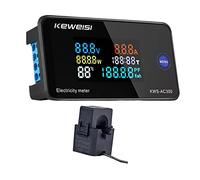 WANGCL Medidores de energía Digital LCD AC300-100A Monitor de energía Medidor Inteligente Amperímetro de voltímetro Multifuncional - con transformadores de Tipo Abierto