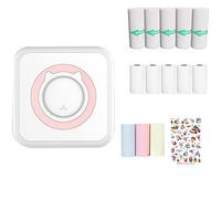 WANGCL Mini impresora fotográfica portátil de bolsillo sin tinta con 13 rollos de papel para teléfonos inteligentes inalámbricos iOS/Android (rosa)