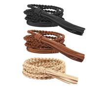 WANGCL Pack de 3 cinturones trenzados para cintura con borlas, cinturón para mujer, con cadena de borla, cinturón para falda, blanco, talla única, talla única, Blanco (White), Talla única