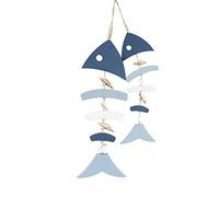 WANGCL Paquete de 2 adornos de madera para peces, decoración de huesos de pescado tallados a mano, decoración de pared de peces para tema náutico, tema de playa, tema costero