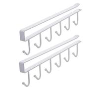 WANGCL Paquete de 2 portavasos debajo de armarios con tornillos adhesivos, 6 ganchos para tazas de café, soporte para almacenamiento para restaurante, cafetería, bar, cocina (blanco)