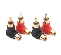 WANGCL Paquete de 4 adaptadores RCA de 90 grados, conectores RCA macho a hembra, adaptador de ángulo recto chapado en oro para audio estéreo o video AV