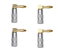 WANGCL Paquete de 4 conectores de cable banana chapados en oro de 90 grados, conector de audio en ángulo recto, conector de cable de altavoz para amplificador receptor HiFi