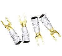 WANGCL Paquete de 4 enchufes de Pala en Y, Conector de Pala de Altavoz, Enchufe de Pala de Horquilla de 45 Grados para Cable de Altavoz, Conector de Conector de Audio de Cobre Puro para Cable de