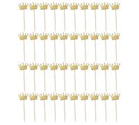 WANGCL Paquete de 40 adornos dorados para cupcakes, decoración de pasteles del Príncipe Real para fiestas de cumpleaños, bodas, fiestas, suministros