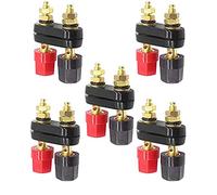 WANGCL Paquete de 5 altavoces para poste de encuadernación amplificador de potencia dual de 2 vías plátanos de soldadura libre de 4 mm Montaje en panel Banana Socket negro y rojo