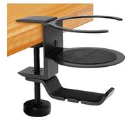 WANGCL Portavasos de Escritorio Soporte Giratorio de 360° Ahorre Espacio Soporte para Auriculares para Juegos de PC Debajo del Escritorio para la Oficina en casa (Negro)