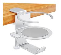 WANGCL Portavasos de escritorio Soporte giratorio de 360° Ahorre espacio Soporte para auriculares para juegos de PC Debajo del escritorio para la oficina en casa (Plata)