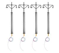 WANGCL Postes De Luz De Ferrocarril LCD Escala HO (4 Piezas) - Luces De Metal Y ABS Para Maquetas De Trenes Para Jardines En Miniatura, Escala 1:87 Con Resistencias De 3 V/12 V (luz Blanca/cálida)