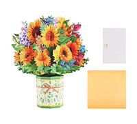 WANGCL Ramo de flores de papel 3D Tarjetas de felicitación Girasol Cumpleaños Tarjetas emergentes para boda Cumpleaños Día de San Valentín Día de la madre