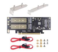 WANGCL Tarjeta de expansión de disco duro 3 en 1 M.2 PCIE Adaptador MSATA a PCIE 16x convertidor con deflector y cable SATA