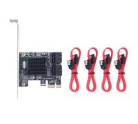WANGCL Tarjeta PCIE SATA 3.0 de 4 Puertos 6 Gbps con 4 Cables, Soporte de Montaje y Disipadores de Calor