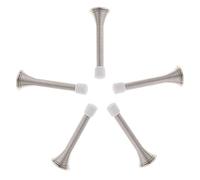 WANGCL Tope de puerta con resorte de plata cromada, 5 piezas