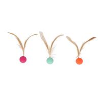 Wangcmcol 3 Pelotas saltarinas interactivas para Gatos, Suaves y Flexibles, con Plumas para Gatos y Gatitos.