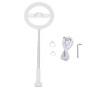 Wangcmcol Anillo de luz con soporte de abrazadera Soporte para teléfono aéreo Regulable 3 temperaturas de color 5 brillo Anillo de luz recargable para selfies para grabación de video