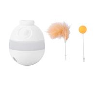 Wangcmcol Juguete interactivo de plumas para gatos con fugas para mascotas, autocurativo, alivia el aburrimiento, divertido palo para gatos (blanco)