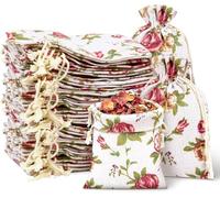 Wangdaqi 100 petits sacs en toile pour bouquets de rosas 3,9 x 5,3 pouces Sacs en toile pour fleurs Sacs cadeaux parfumés en lin Idéal pour les bijoux, les mariages, les DIY, les fêtes et les événemen