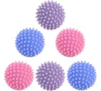 Wangdaqi Bolas secadoras reutilizables para ropa sucia, bolas de secadora antiestáticas para ropa de lavandería, telas, arrugas reducidas de 2.5 pulgadas (juego de 6) (azul tesoro, rosa claro, morado)