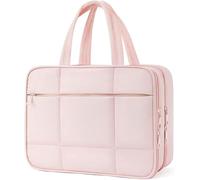Wangdaqi Neceser colgante para mujer, neceser grande, organizador de joyas de viaje, bolsas de maquillaje con gancho, Pink, 1 unidad