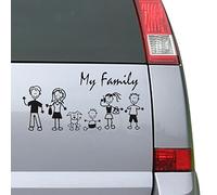 Wangduodu Calcomanías para Autos Familiares, Calcomanía Figura Palo, Pegatinas Familiares para Ventanas Coche, Mis Familia mamá papá niños Perro calcomanía Pegatinas para Parachoques
