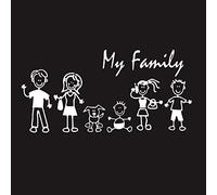 Wangduodu Calcomanías para Autos Familiares, Calcomanía Figura Palo, Pegatinas Familiares para Ventanas Coche, Mis Familia mamá papá niños Perro calcomanía Pegatinas para Parachoques