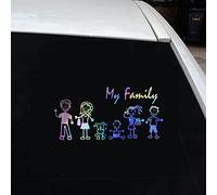 Wangduodu Calcomanías para Autos Familiares, Calcomanía Figura Palo, Pegatinas Familiares para Ventanas Coche, Mis Familia mamá papá niños Perro calcomanía Pegatinas para Parachoques