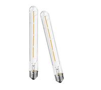 WANGFEI T30 Bombilla de Filamento LED E27 4W, 225mm Bombilla de luz Tubular Edison No Regulable de Vidrio Transparente,2700K Blanco Cálido 400LM Lámpara de Iluminación Clásica 2 Paquetes