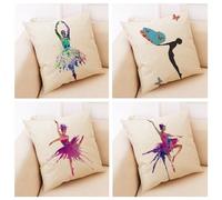 WANGG Fundas Cojines,70x70cm Acuarela Bailando ser Juego de 4 Lino Cojines Decoracion, Funda de cojín de cojín de Lino Textil de poliéster Lavable con Agua,con Cremallera Oculta