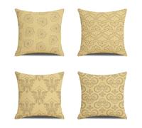 WANGG Juego de 4 Fundas Cojines Decorativos 40 X 40 cm impresión Amarilla Cojín de Lino, con Cremallera Invisible Tejido Suave y Lavable, para Sala Sofá Cama Decoración para Hogar
