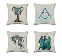 WANGG Juego de 4 Fundas Cojines Decorativos 45x45cm Trofeo de Acuarela Cojín de Lino,con Cremallera Invisible Tejido Suave y Lavable, para Sala Sofá Cama Decoración para Hogar