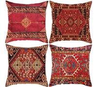 WANGG Juego de 4 Fundas Cojines Decorativos 75 X 75 cm patrón de Bordado Cojín de Lino, con Cremallera Invisible Tejido Suave y Lavable, para Sala Sofá Cama Decoración para Hogar