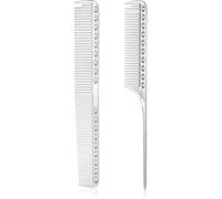 Wangguanruixi 2 peines de metal para hombres, peine de dientes finos de acero inoxidable de aluminio espacial, antiestático, profesional, para peluquería y peluquería, irrompibles, para corte de pelo