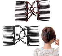 Wangguanruixi 2 peines mágicos para el cabello, peines dobles de plástico para el cabello, peine elástico mágico para el cabello, herramienta de peinado para mujer, cabello grueso y rizado (negro