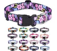 Wangguanruixi Collar de perro para perros pequeños, lindo collar para perros pequeños, medianos y grandes, con patrones florales, suave y ajustable para niños, niñas, hembras, machos, cachorros (rosa