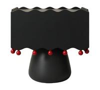 WANGHAI-666 Cómoda Mesita de Noche con un cajón, Borde Elevado, Base Suelo Bola Decorativa roja for Dormitorio(Negro,Medio)
