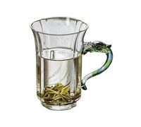 WANGHAI-666 Copas de cóctel Vaso de vidrio borosilicato transparente, taza soplado a mano 310 ml con exquisita asa en forma dragón