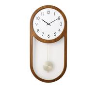 WANGHAI-666 Relojes de Pared Vintage Wooden Swinging Wall Clock, Silent for Home Use Battery Power
